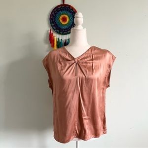 Rebecca Taylor 100% Silk Rose Gold Sleeveless Top Size Medium